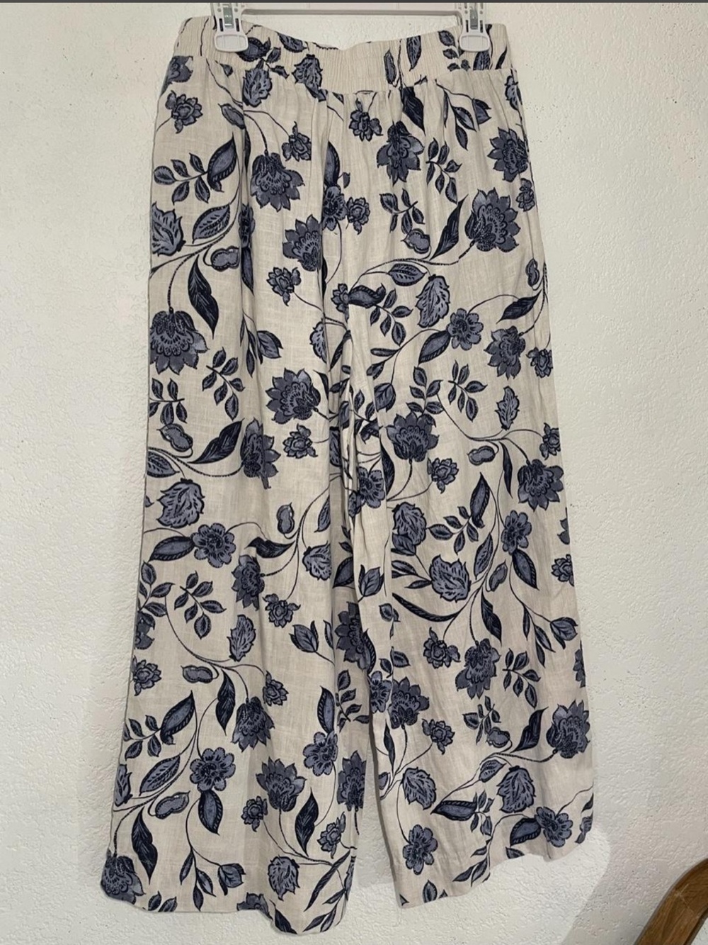 Ella Moss Floral Linen Blend Wide Leg Size M Boutique Resort Coastal - Picture 3 of 5